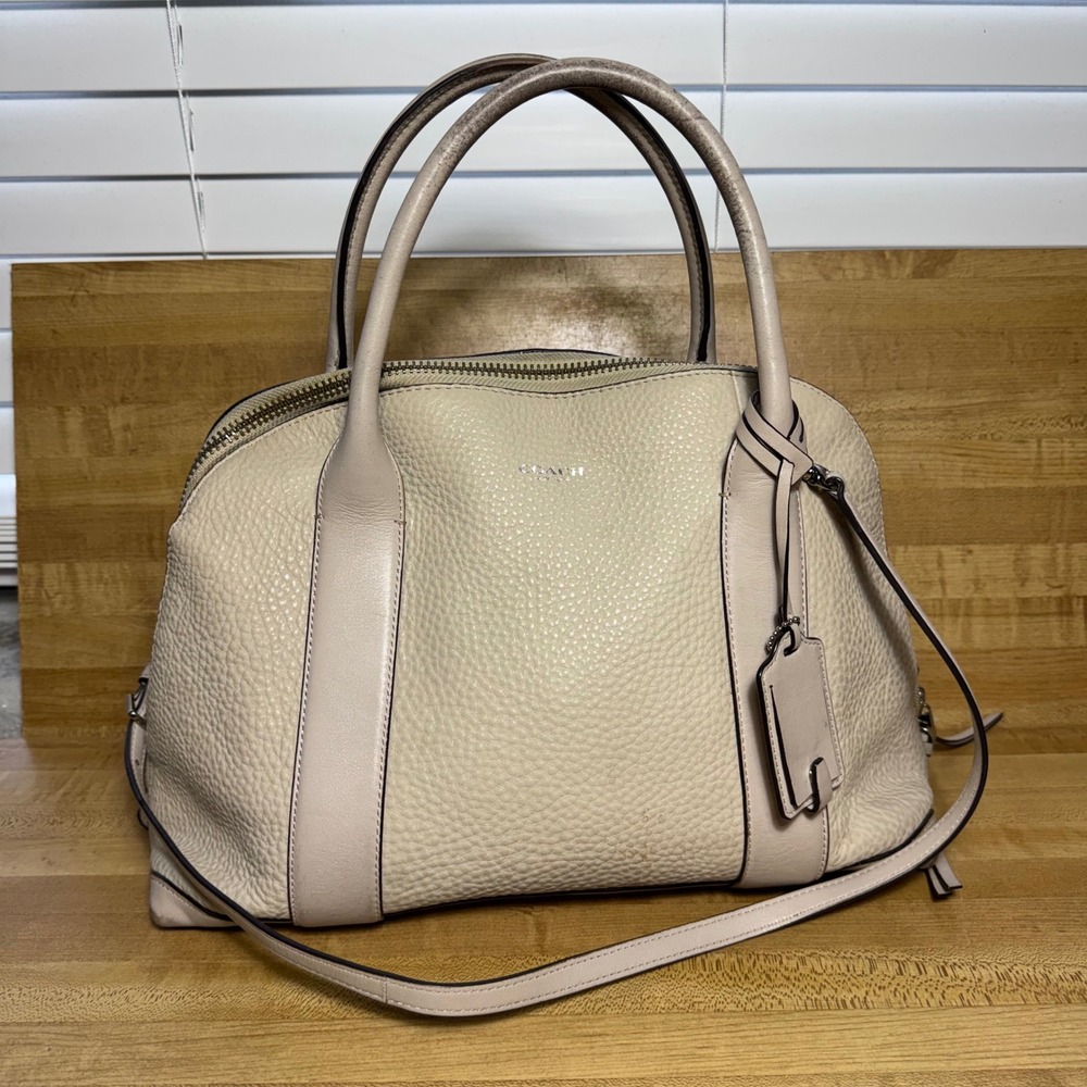Coach Madison Christie Carryall Cream Pebbled Leather Satchel Bag M1382-30144